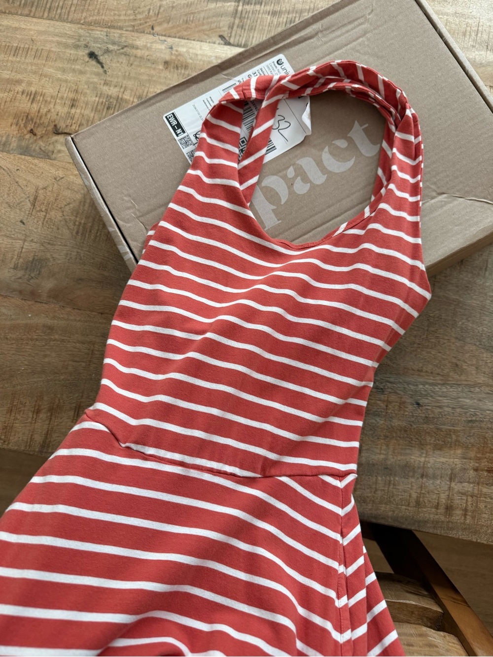 Pact Women's Red Stripe Maxi Dress - Picture 2 of 4